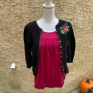 Lucky Brand Embroidered Cardigan